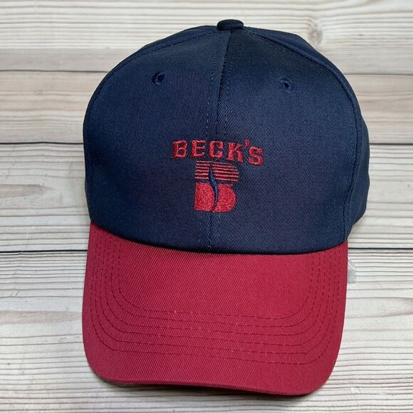 Beck's Hybrid Seed Unisex Adult Small/Teens Snapback Hat Dad Cap Red Blue Farm - Picture 2 of 12